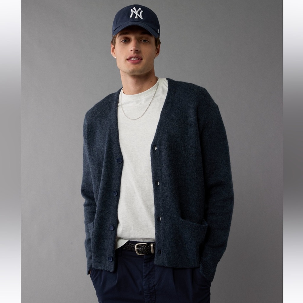 Abercrombie & Fitch Navy Button-Front Men's Cardigan